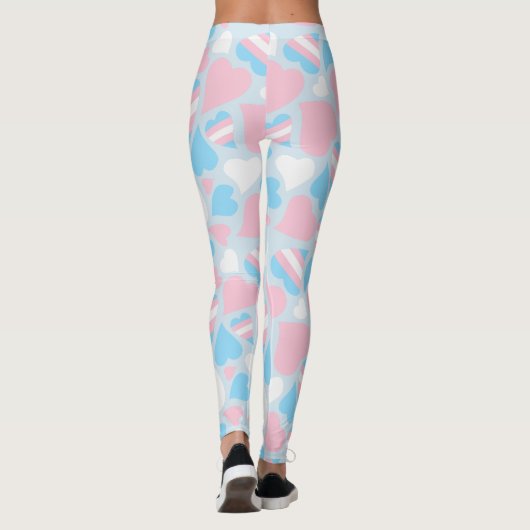 Transgender Pride Hearts Pattern Leggings (Rückseite)