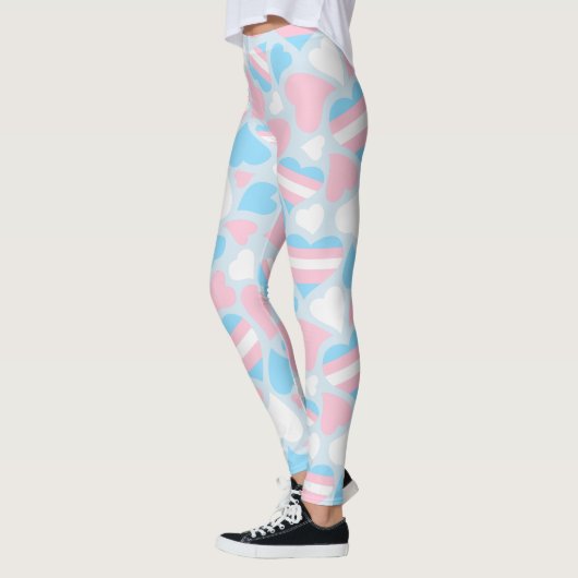Transgender Pride Hearts Pattern Leggings (Links)