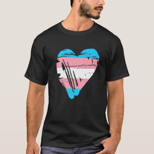 Transgender-Pride-Herz-Flag T-Shirt (Vorderseite)