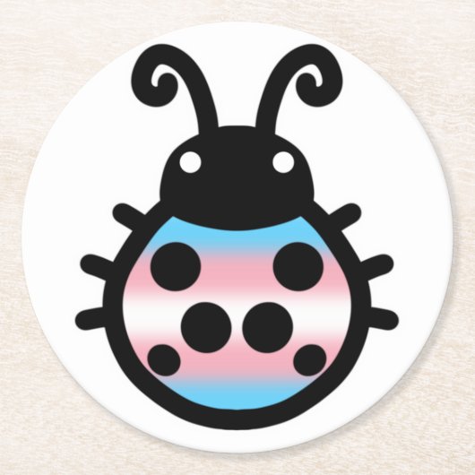 Transgender Pride Ladybug Coaster Runder Pappuntersetzer (Vorderseite)