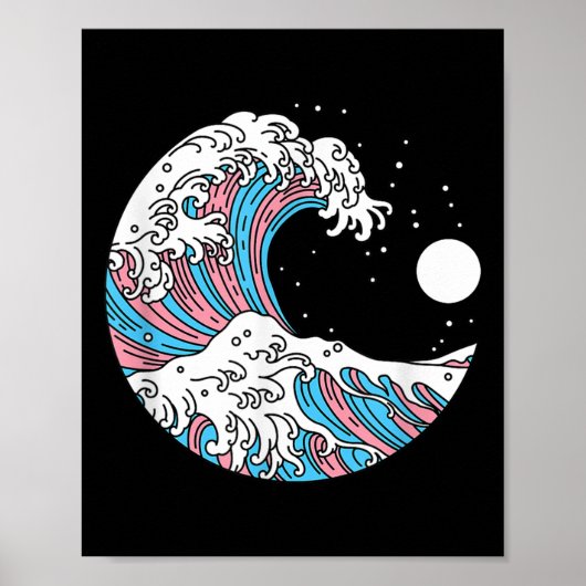 Transgender Pride Lgbtq Trans Flag - Japanese Wave Poster (Vorne)