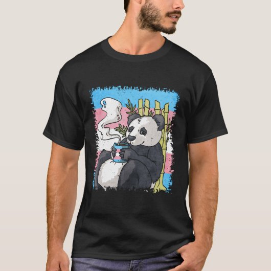 Transgender Pride Trans Flag Panda Kaffee Subllet T-Shirt (Vorderseite)