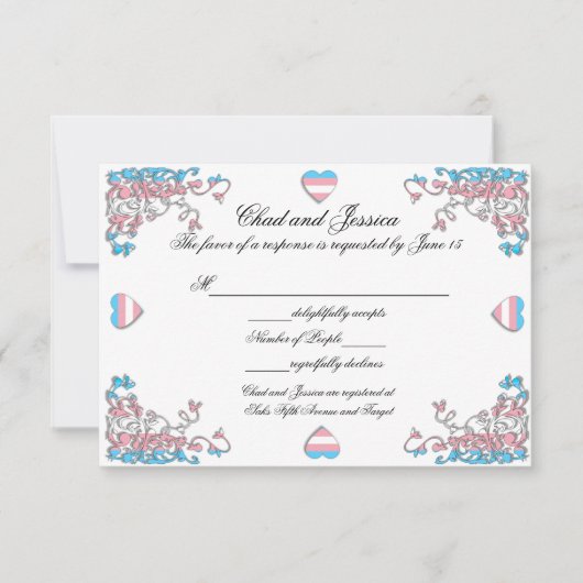 Transgender Pride Wedding Response Card RSVP Karte (Vorderseite)