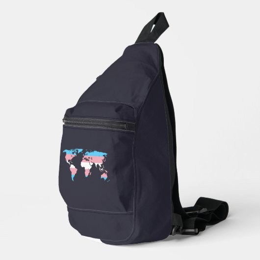 Transgender-Pride-Weltkarte Crossbody Bag (Rechte Ecke)