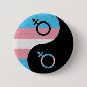 Transgender Pride Yin und Yang Symbol Pride Flag Button (Vorderseite)