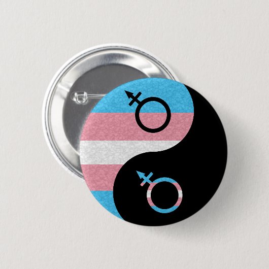 Transgender Pride Yin und Yang Symbol Pride Flag Button (Vorne & Hinten)