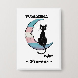 Transgender Prix - Schwarze Katze auf dem Trans Fl Button