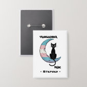 Transgender Prix - Schwarze Katze auf dem Trans Fl Button (Vorderseite/Rückseite)