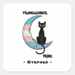 Transgender Prix - Schwarze Katze auf dem Trans Fl Quadratischer Aufkleber
