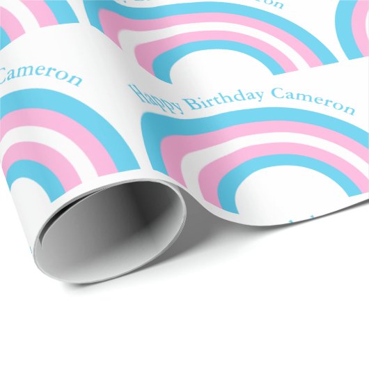 Transgender Rainbow Prilag Flag Custom Birthday Geschenkpapier (Rolleneckpunkt)