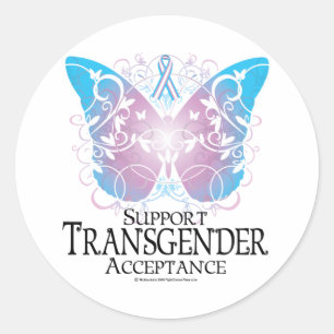 Transgender-Schmetterling Runder Aufkleber