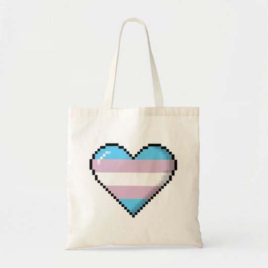 Transgender-Stolz-8-Bitpixel-Herz Tragetasche (Vorne)