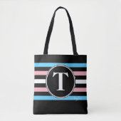 Transgender Stripes Monogram Name Black Gay Pride Tasche (Vorderseite)