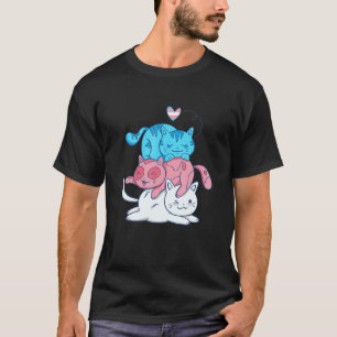 Transgender Süße Katze Transsexuelle Flagge Lgb Tr T-Shirt