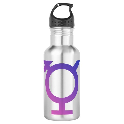 Transgender-Symbol-Logo Edelstahlflasche (Vorderseite)