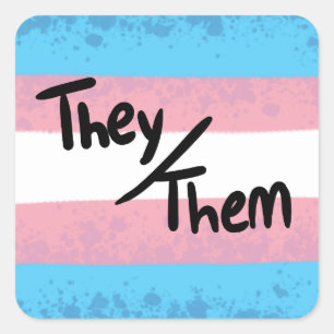 Transgender they/them Pronomen-Sticker Quadratischer Aufkleber