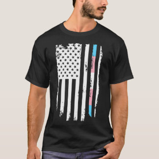 Transgender Thin Line American Flag LGBT Trans T-Shirt