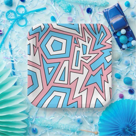 Transgender Trans Pride Moderne Geometrie Abstrakt Pappteller (Party)