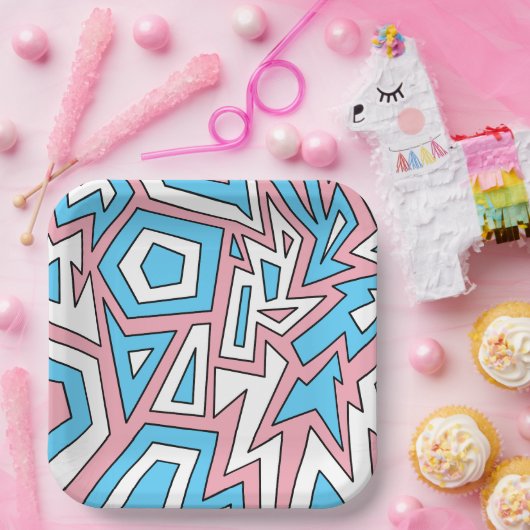 Transgender Trans Pride Moderne Geometrie Abstrakt Pappteller (Party)