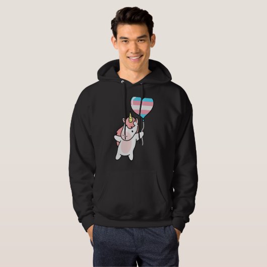 Transgender Unicorn Trans Pride Flag Lgbtq Gender Hoodie (Vorne ganz)