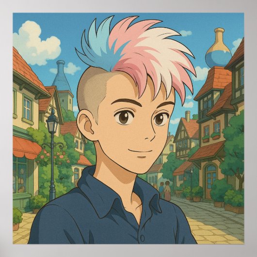 Transgender with Mohawk Anime Person | LGBTQIA+  Poster (Vorne)