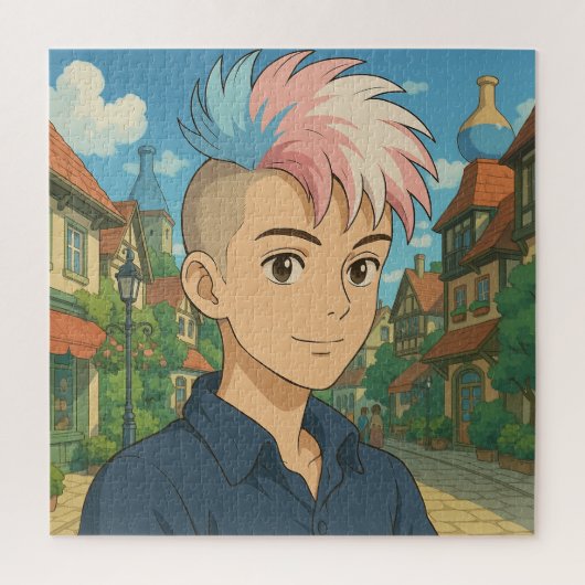 Transgender with Mohawk Anime Person | LGBTQIA+  Puzzle (Vertikal)