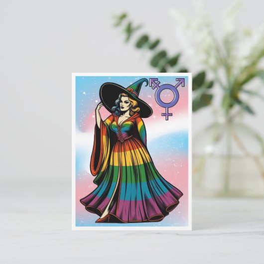 Transgender Witz in Regenbogenfarben Postkarte (Stehend Vorderseite)