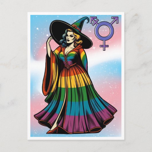 Transgender Witz in Regenbogenfarben Postkarte (Vorderseite)