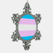 Transgenderflagge Schneeflocken Zinn-Ornament (Links)