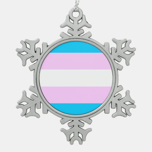 Transgenderflagge Schneeflocken Zinn-Ornament (Vorderseite)
