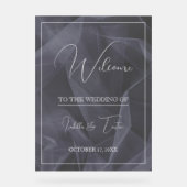 Transiente Tulle Black Wedding Willkommen Acrylschild (Vorderseite)