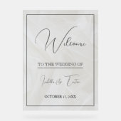 Transiente Tulle White Wedding Willkommen Acrylschild (Vorderseite)