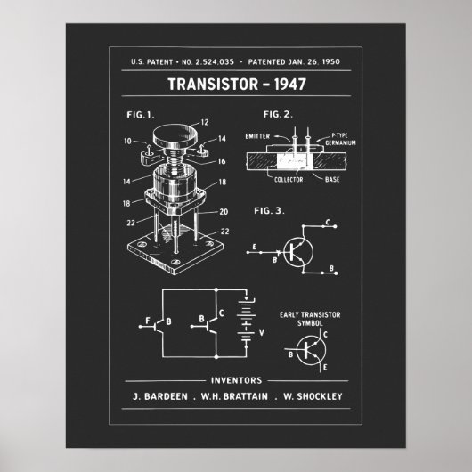 Transistor-Patent-Blueprint Poster (Vorne)