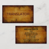 Translator Antique Brushed Business Card Visitenkarte (Vorne/Hinten)