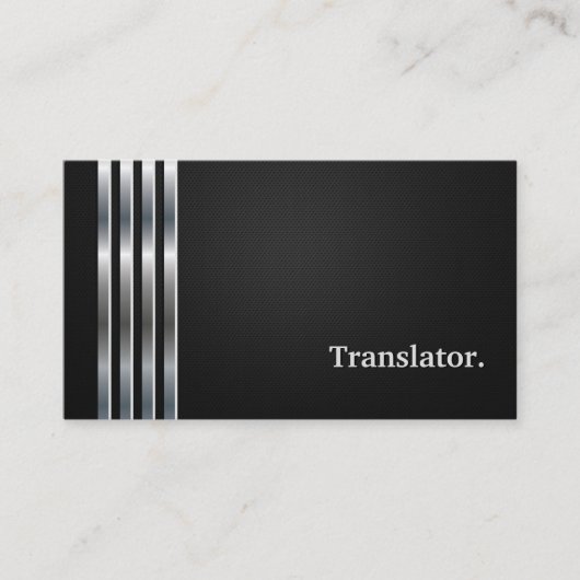 Translator Beruflich Black Silver Visitenkarte (Vorderseite)