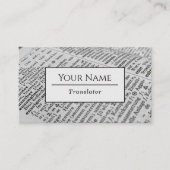 Translator Modern Typografy Classic Business Card Visitenkarte (Vorderseite)