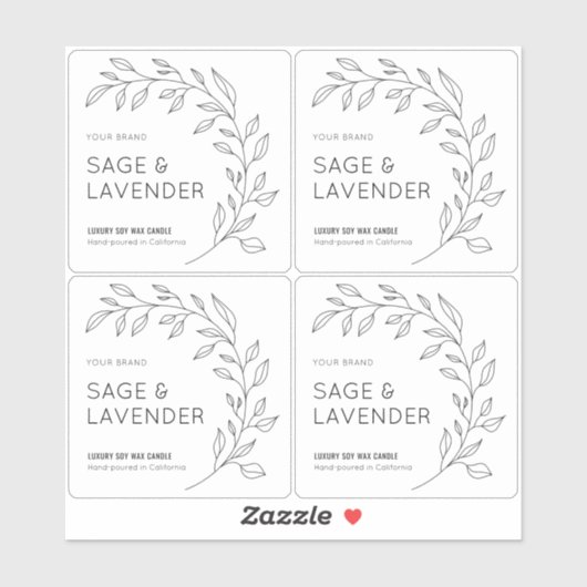 Translucent Botanic Simple Candle Jar 3x3 Label (Blatt)