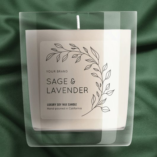 Translucent Botanic Simple Candle Jar 3x3 Label
