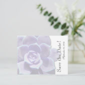 Translucent Lilac Succulent Save the Date Ankündigungspostkarte (Stehend Vorderseite)