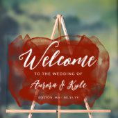 Translucent Rufous Red Watercolor Wedding Willkomm Acrylschild (Neutral)
