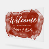 Translucent Rufous Red Watercolor Wedding Willkomm Acrylschild (Winkel)