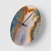 Translucent Teal & Rust Agate Runde Wanduhr (Winkel)