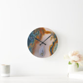 Translucent Teal & Rust Agate Runde Wanduhr (Zuhause)