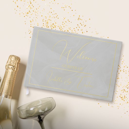 Translucent Tulle White Gold Foil Gästebuch