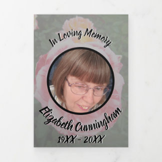 Translucent Variegated Pink Roses Floral Photo Dreifach Gefaltete Ankündigung