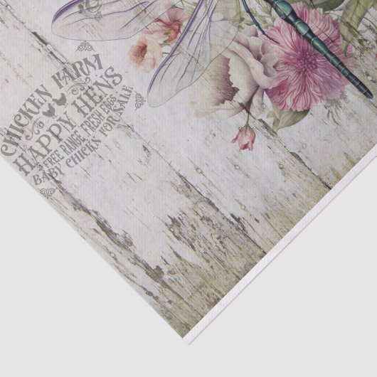 Translucent Wings Dragonfly Rosa Blume Seidenpapier (Ausschnitt)