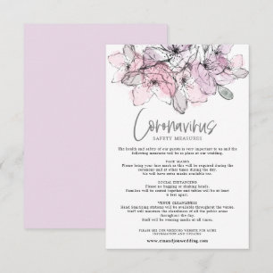 Translusive Aquarellfarbe Rosa Florals Covid Siche Begleitkarte