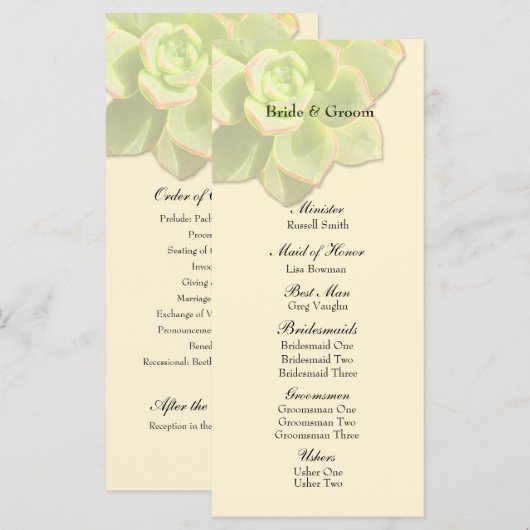 Transluzente Cremes Hochzeitsprogramm Programm (Vorne/Hinten)