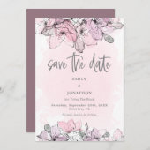 Transluzente Floralbeere in Aquarellfarben Save th Save The Date (Vorne/Hinten)