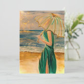 Transluzente Frau am Meeresflachentekard Dankeskarte (Stehend Vorderseite)